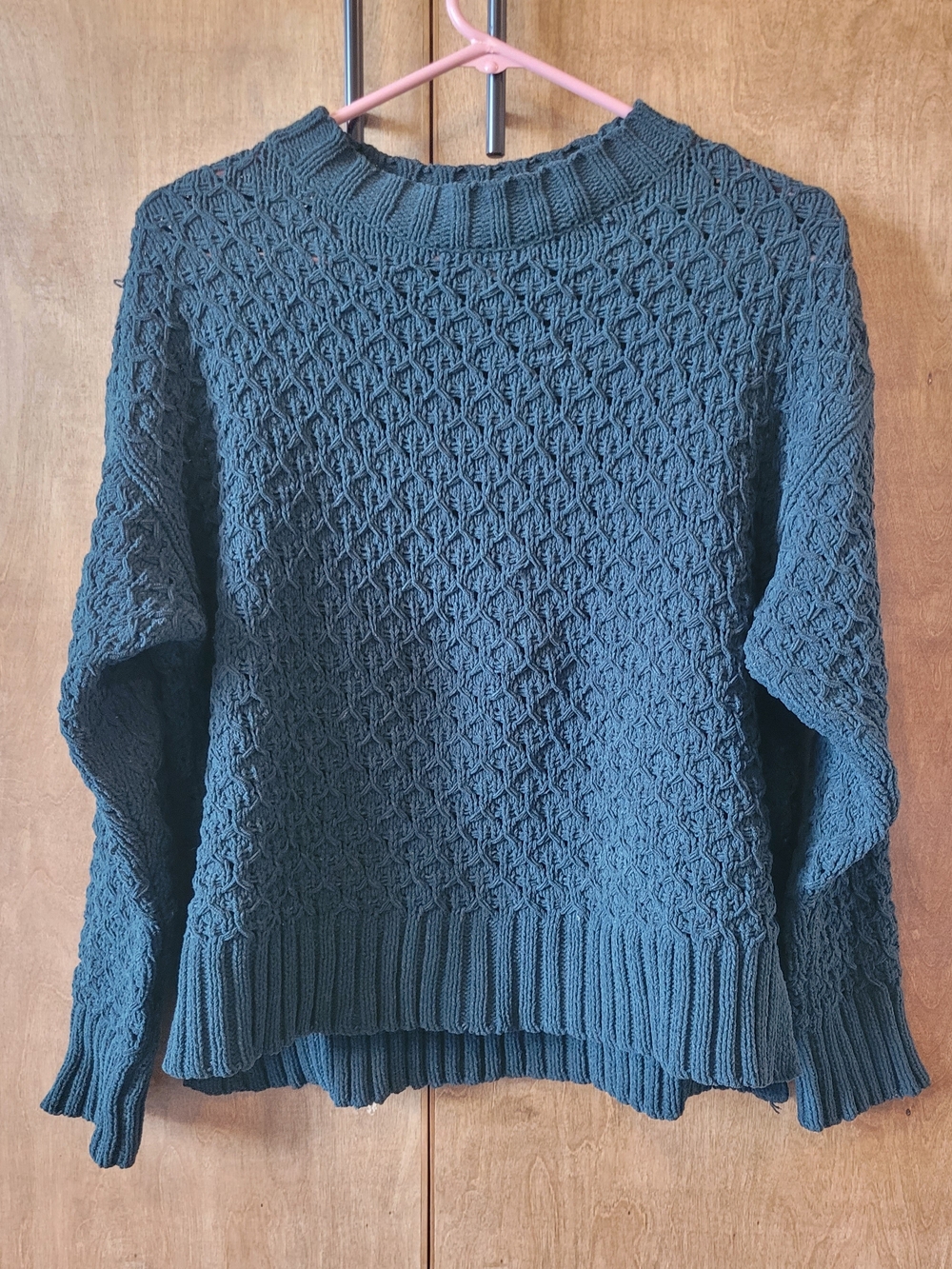 a new day Teal Textured Crewneck Sweater